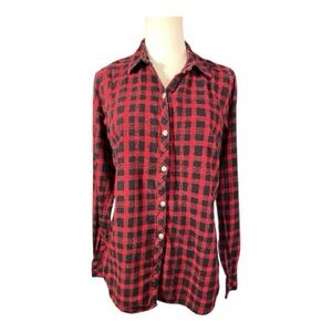 EUC Croft & Barrow Black & Red Buffalo Plaid Button Down Shirt | size small